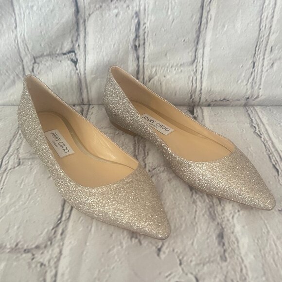 Jimmy Choo | Romy Flat in Platinum Ice / Dusty Glitter - Picture 3 of 15
